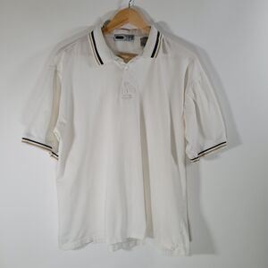 Vintage FILA White Polo Shirt Size L Cotton Y2K 2000s Tennis Collar Short Sleeve